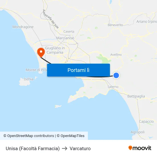 Unisa (Facoltà Farmacia) to Varcaturo map