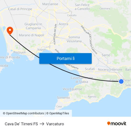 Cava De' Tirreni FS to Varcaturo map