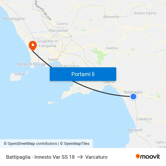 Battipaglia - Innesto Var SS 18 to Varcaturo map