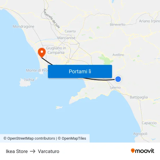 Ikea Store to Varcaturo map