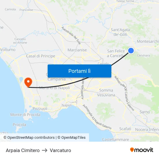 Arpaia Cimitero to Varcaturo map