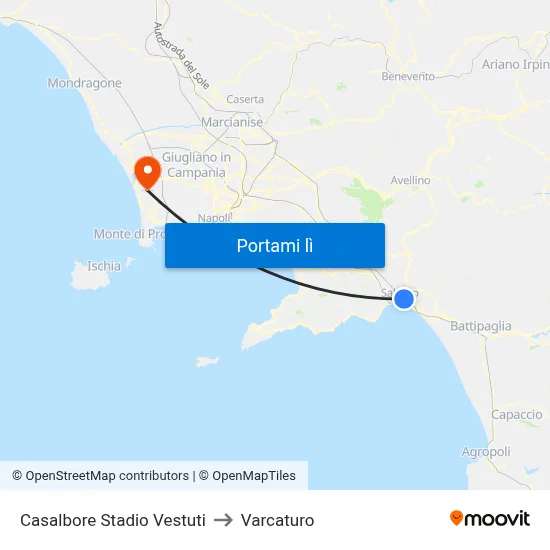 Casalbore Stadio Vestuti to Varcaturo map