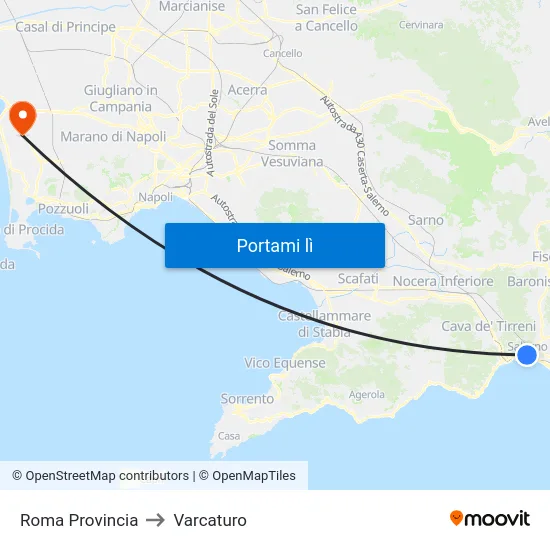 Roma Provincia to Varcaturo map