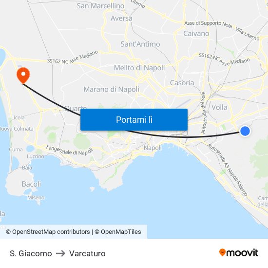 S. Giacomo to Varcaturo map