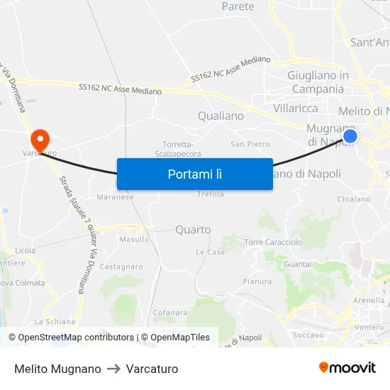 Melito Mugnano to Varcaturo map