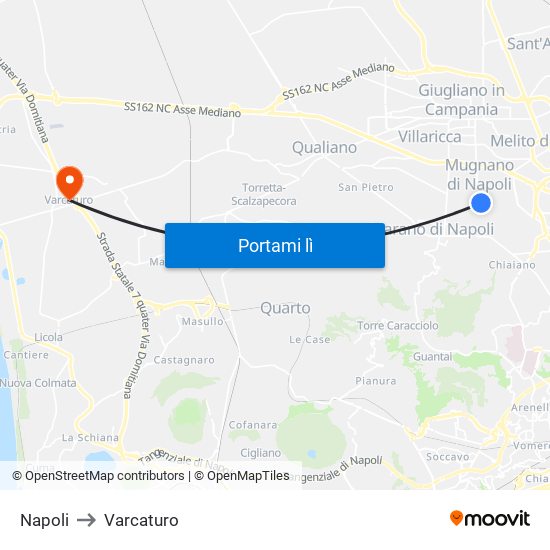 Napoli to Varcaturo map