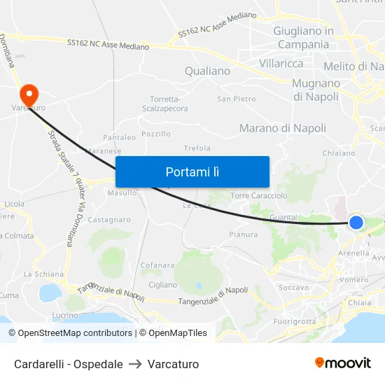 Cardarelli - Ospedale to Varcaturo map