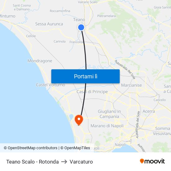 Teano Scalo - Rotonda to Varcaturo map