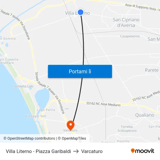 Villa Literno - Piazza Garibaldi to Varcaturo map