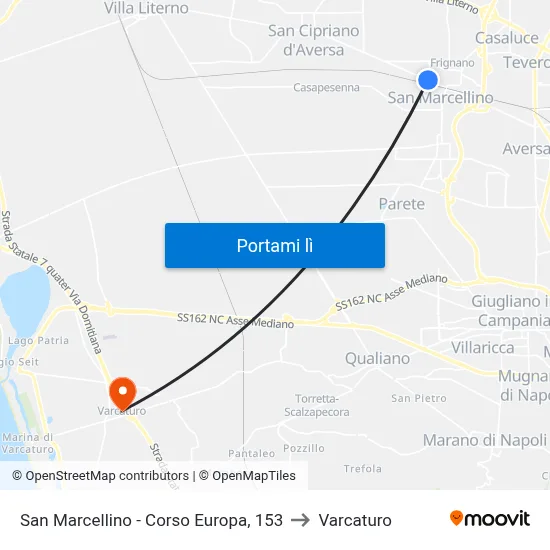 San Marcellino - Corso Europa, 153 to Varcaturo map
