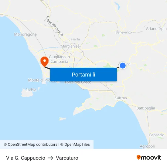 Via G. Cappuccio to Varcaturo map