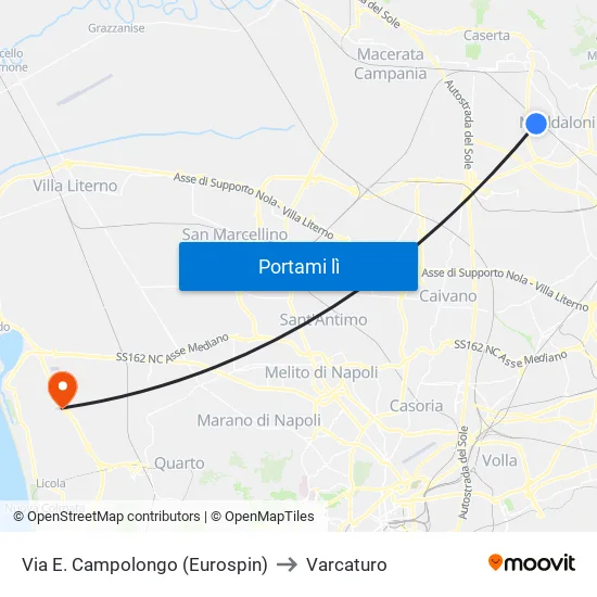 Via E. Campolongo (Eurospin) to Varcaturo map