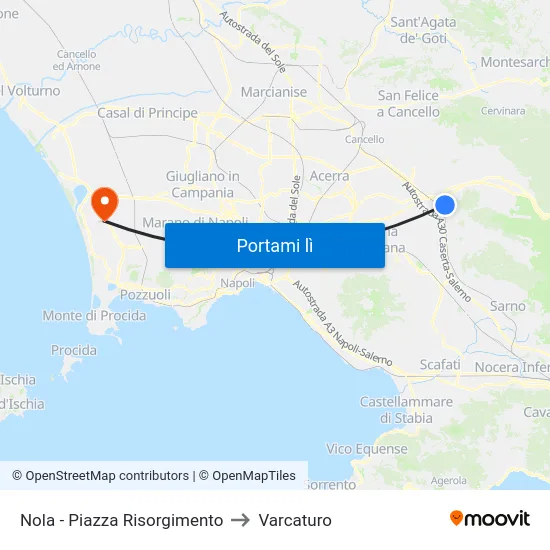 Nola - Piazza Risorgimento to Varcaturo map