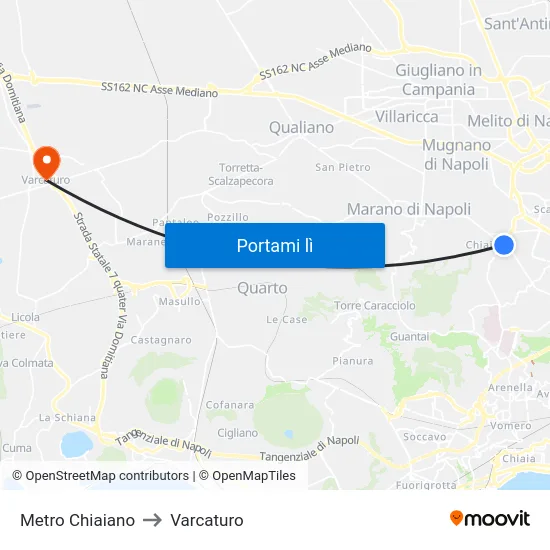Metro Chiaiano to Varcaturo map