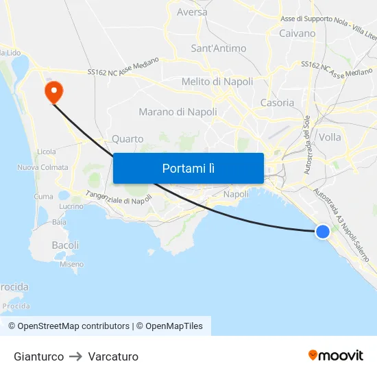 Gianturco to Varcaturo map