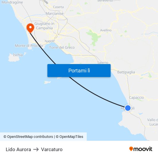 Lido Aurora to Varcaturo map