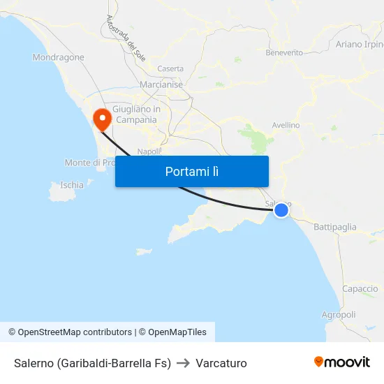 Salerno (Garibaldi-Barrella Fs) to Varcaturo map