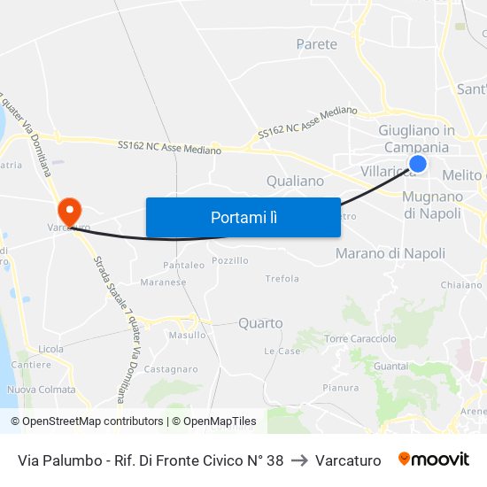 Via Palumbo - Rif. Di Fronte Civico N° 38 to Varcaturo map