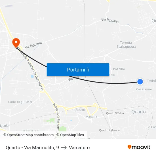 Quarto - Via Marmolito, 9 to Varcaturo map