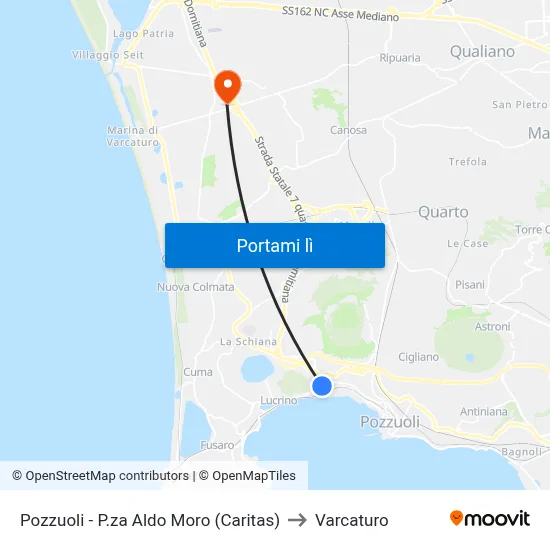 Pozzuoli - P.za Aldo Moro (Caritas) to Varcaturo map