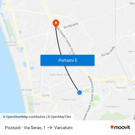 Pozzuoli - Via Serao, 1 to Varcaturo map