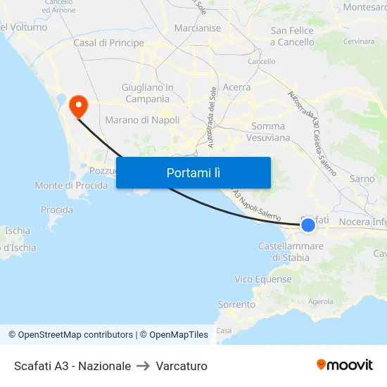 Scafati A3 - Nazionale to Varcaturo map