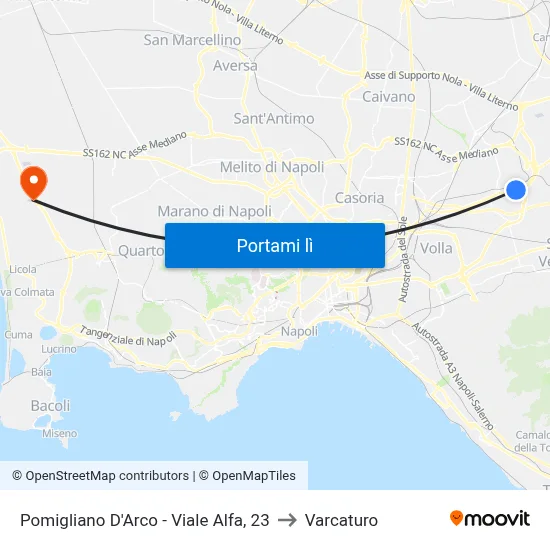 Pomigliano D'Arco - Viale Alfa, 23 to Varcaturo map