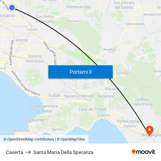 Caserta to Santa Maria Della Speranza map