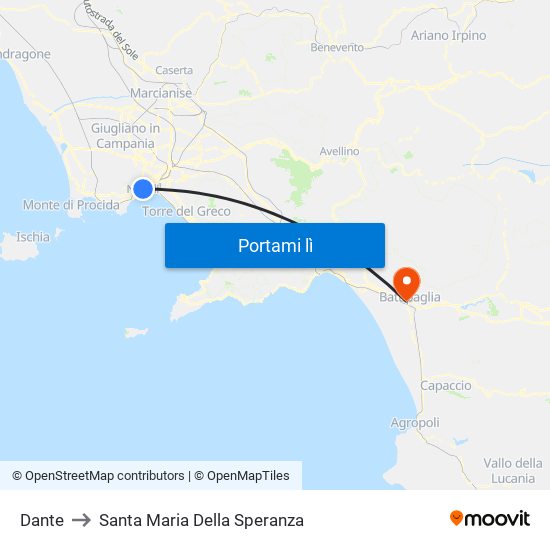 Dante to Santa Maria Della Speranza map