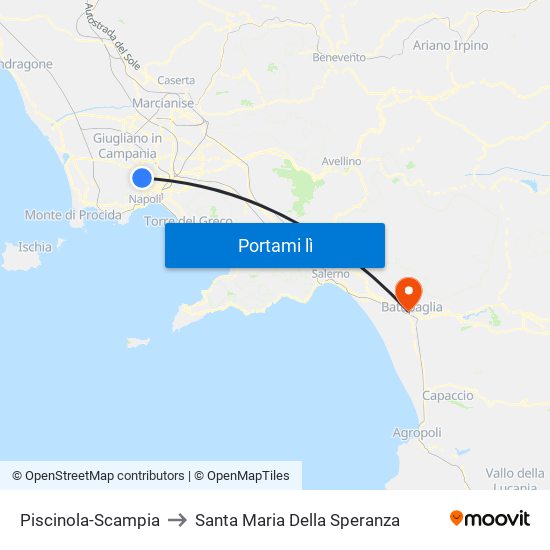 Piscinola-Scampia to Santa Maria Della Speranza map