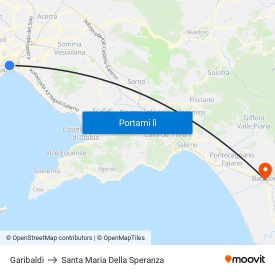 Garibaldi to Santa Maria Della Speranza map