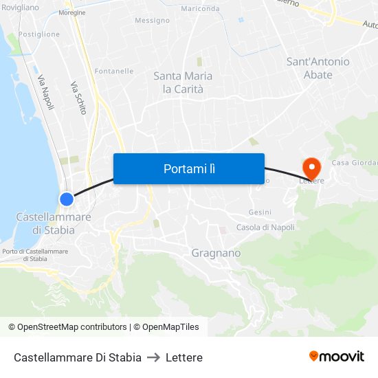 Castellammare Di Stabia to Lettere map