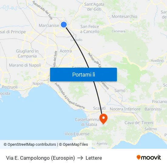 Via E. Campolongo (Eurospin) to Lettere map