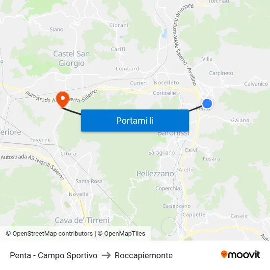 Penta - Campo Sportivo to Roccapiemonte map