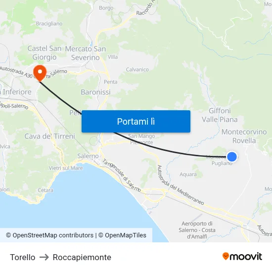 Torello to Roccapiemonte map
