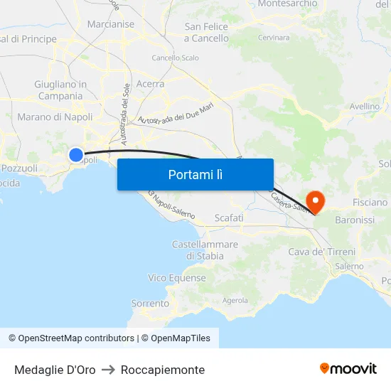 Medaglie D'Oro to Roccapiemonte map