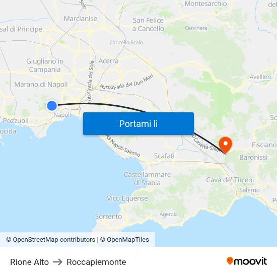 Rione Alto to Roccapiemonte map