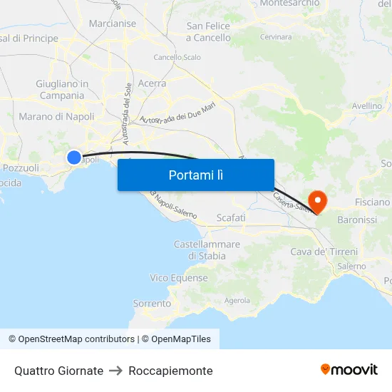 Quattro Giornate to Roccapiemonte map