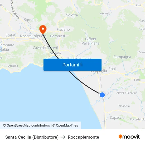 Santa Cecilia (Distributore) to Roccapiemonte map