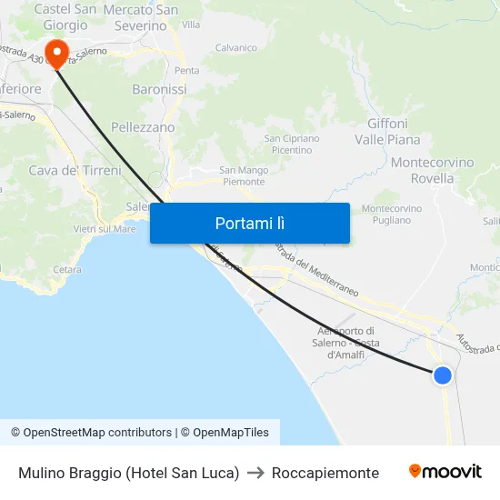 Mulino Braggio (Hotel San Luca) to Roccapiemonte map