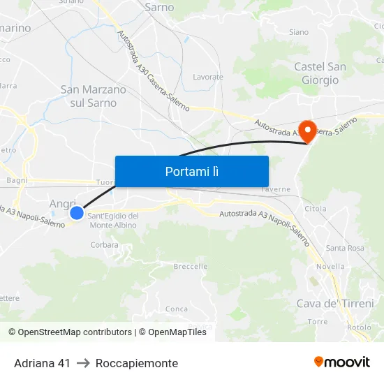 Adriana 41 to Roccapiemonte map
