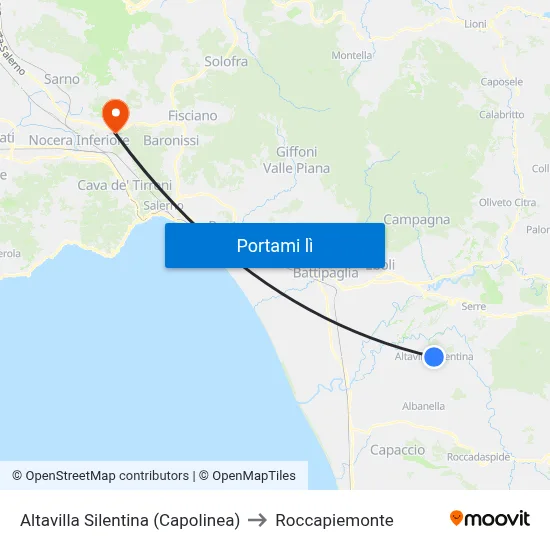 Altavilla Silentina (Capolinea) to Roccapiemonte map