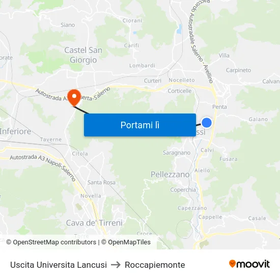 Uscita Universita  Lancusi to Roccapiemonte map