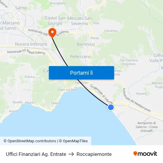 Uffici Finanziari Ag. Entrate to Roccapiemonte map
