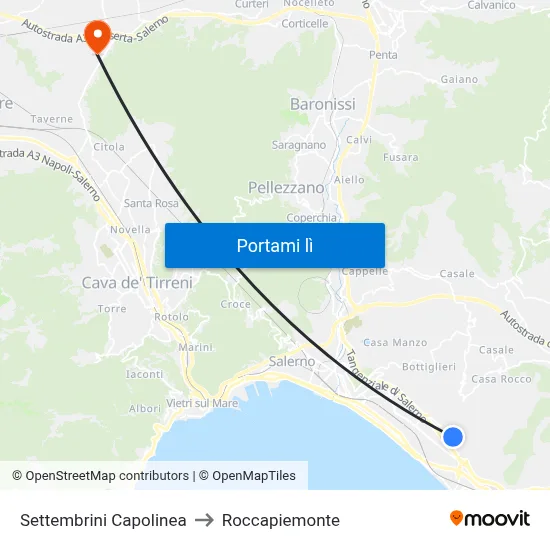 Settembrini Capolinea to Roccapiemonte map
