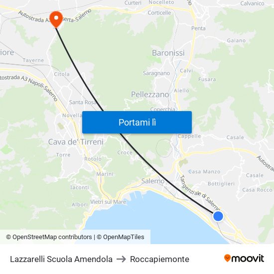 Lazzarelli Scuola Amendola to Roccapiemonte map