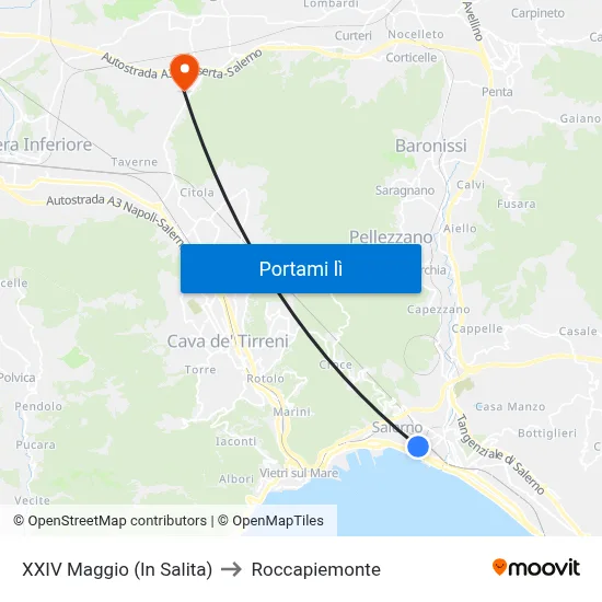 XXIV Maggio  (In Salita) to Roccapiemonte map