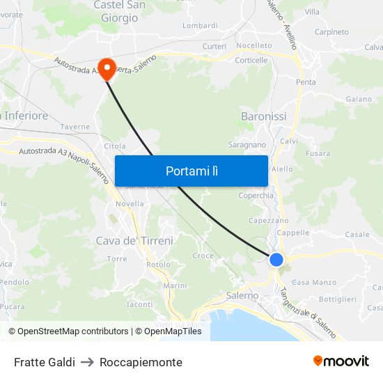 Fratte Galdi to Roccapiemonte map