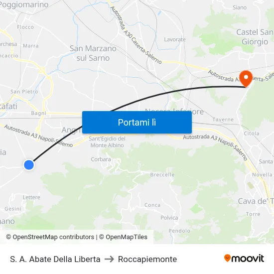 S. A. Abate Della Liberta to Roccapiemonte map