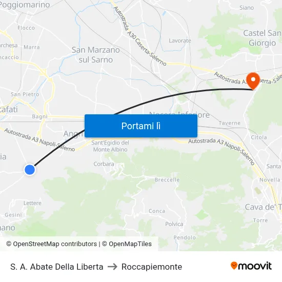 S. A. Abate Della Liberta to Roccapiemonte map